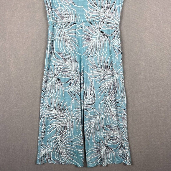 Clara Sun Woo Jumpsuit Wide Leg Crop Small Blue Tropical Palms Pockets - Picture 15 of 16